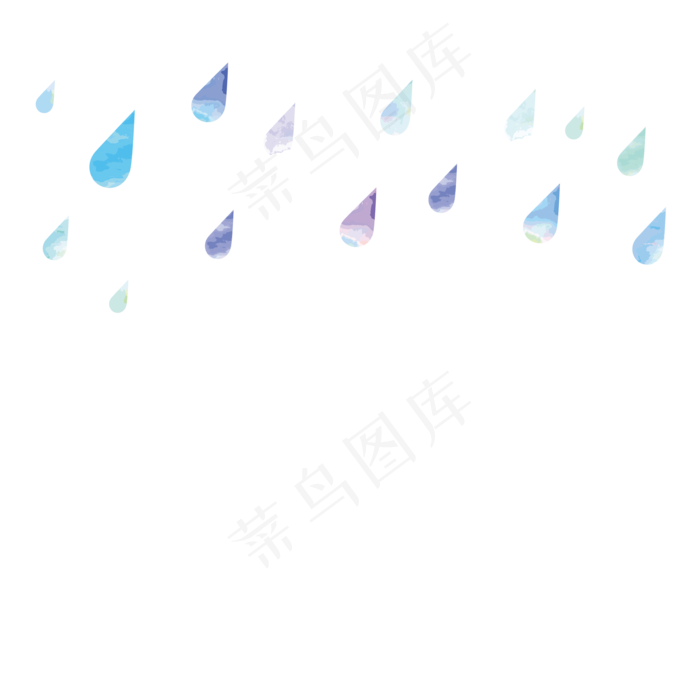 彩色雨水装饰,免抠元素(2100*2100px 300 dpi )ai矢量模版下载