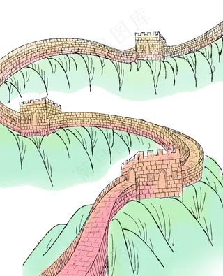 水墨长城国画春天写实中国