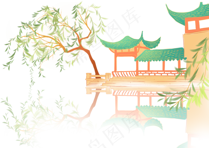 春天古装女子河边(2285X1620(DPI:300))psd模版下载