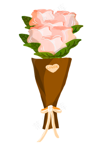 手绘水彩浪漫婚礼花束