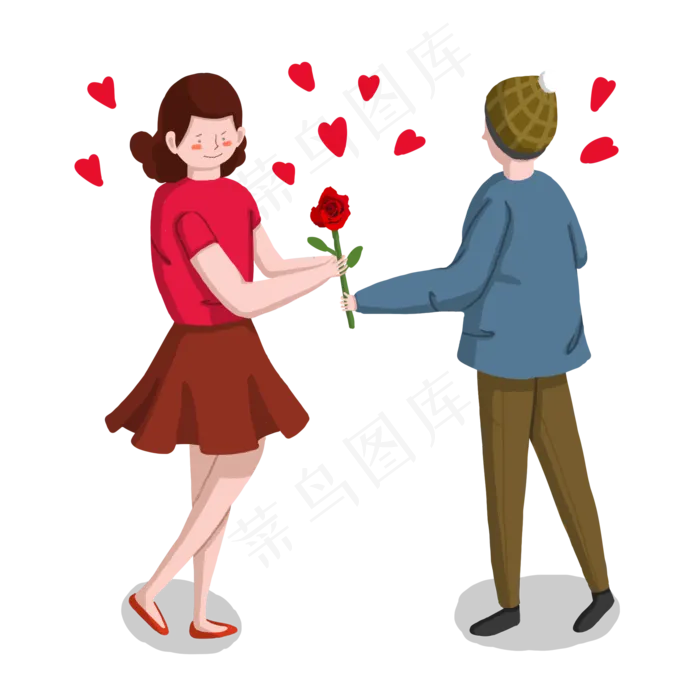 情人节情侣送花PNG