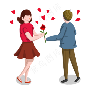 情人节情侣送花PNG
