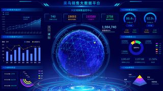 深蓝色系销售平台数据可视化