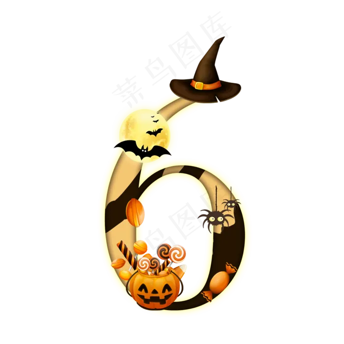 万圣节数字6(2000*2000px 	      )psd模版下载