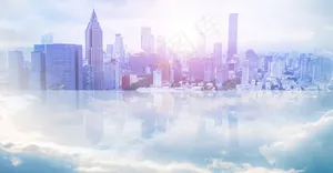 简约城市商务云端展台