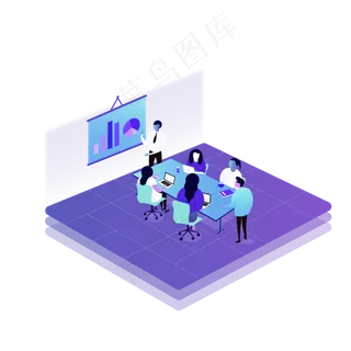 2.5D卡通会议室的商务,免抠元素