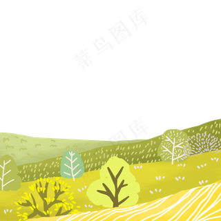 春天风景春光装饰底框PNG原野