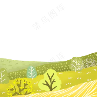 春天风景春光装饰底框PNG原野
