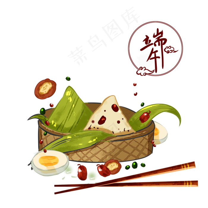 端午节绿色中国风一蒸笼美味小粽