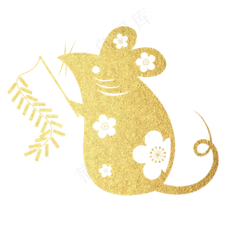 新年剪纸放鞭炮的老鼠,免抠元素