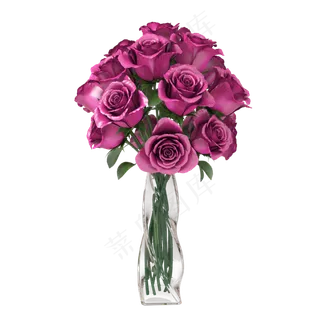 玻璃花瓶一束玫瑰,免抠元素