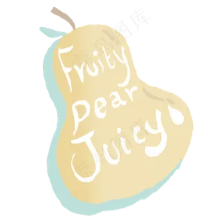 手绘可爱清新水果梨招牌装饰