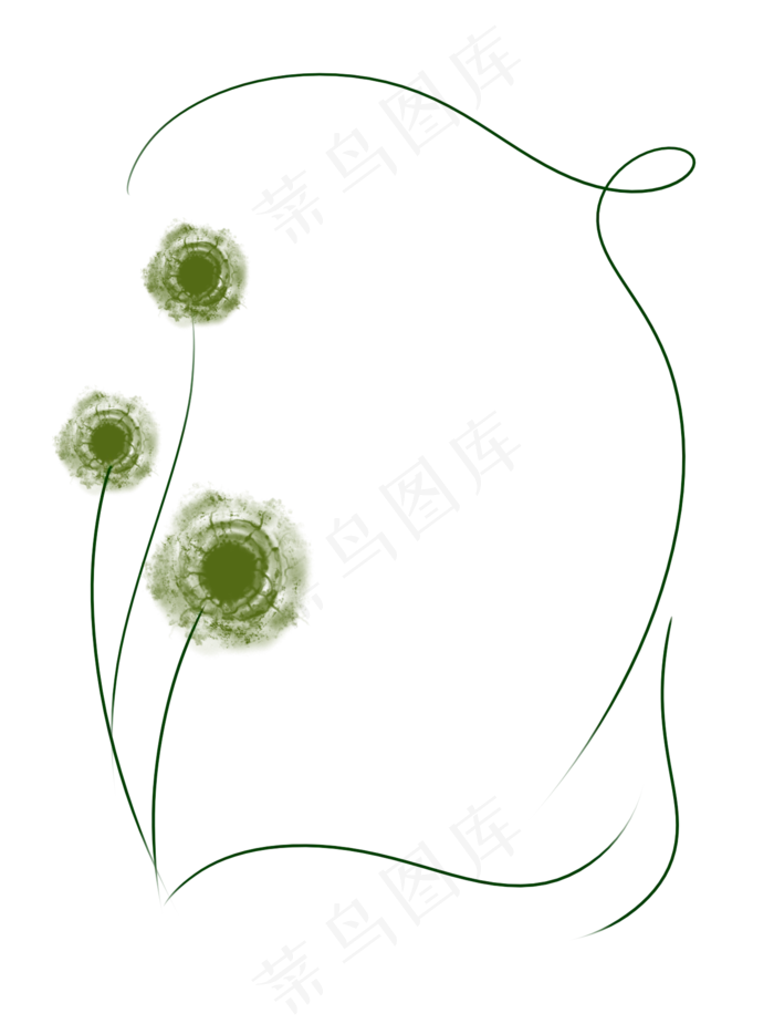 花卉绿色不规则手绘边框(1417X1890(DPI:299))psd模版下载