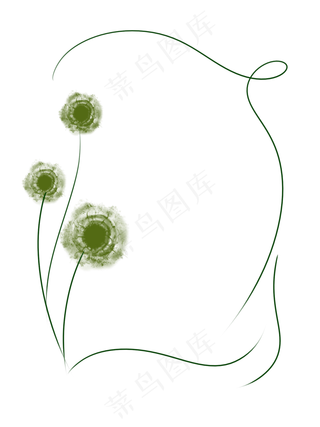 花卉绿色不规则手绘边框