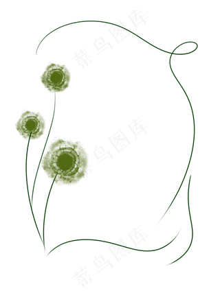 花卉绿色不规则手绘边框