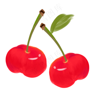水彩风格手绘水果樱桃