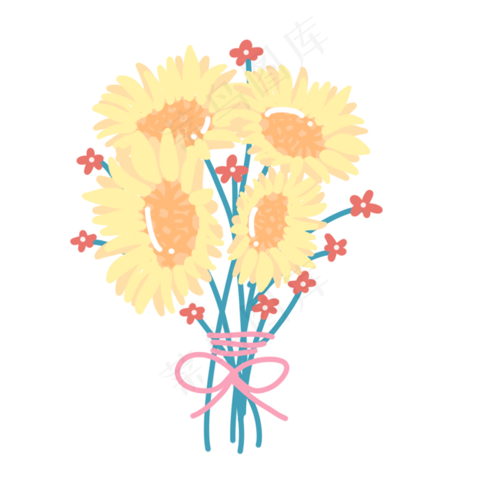黄色花束植物(2000X2000(DPI:300))psd模版下载