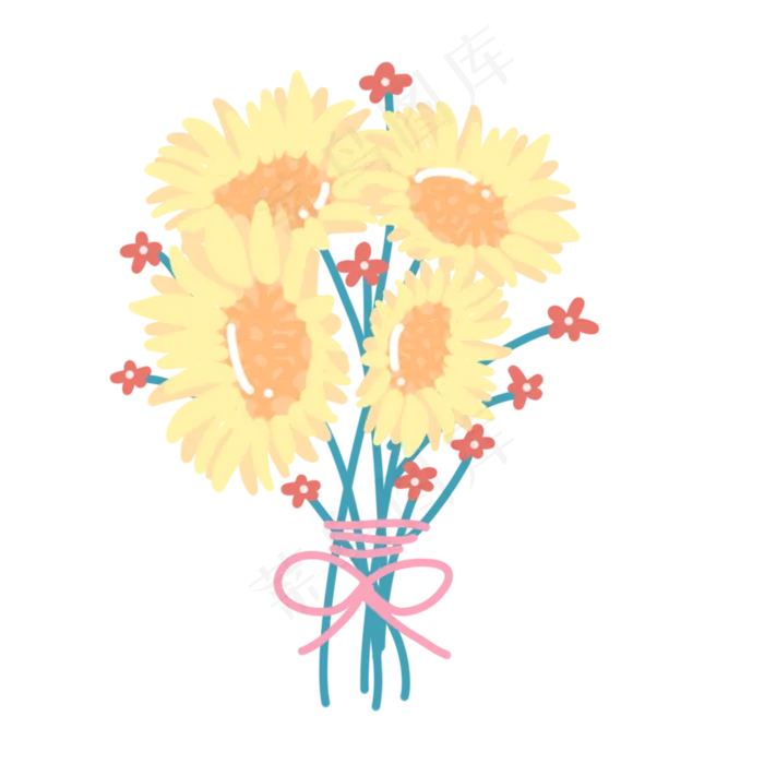 黄色花束植物(2000X2000(DPI:300))psd模版下载