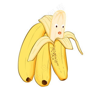 三只剥皮的水果香蕉