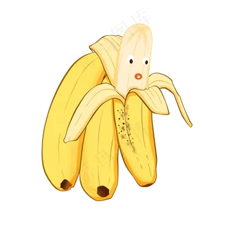 三只剥皮的水果香蕉