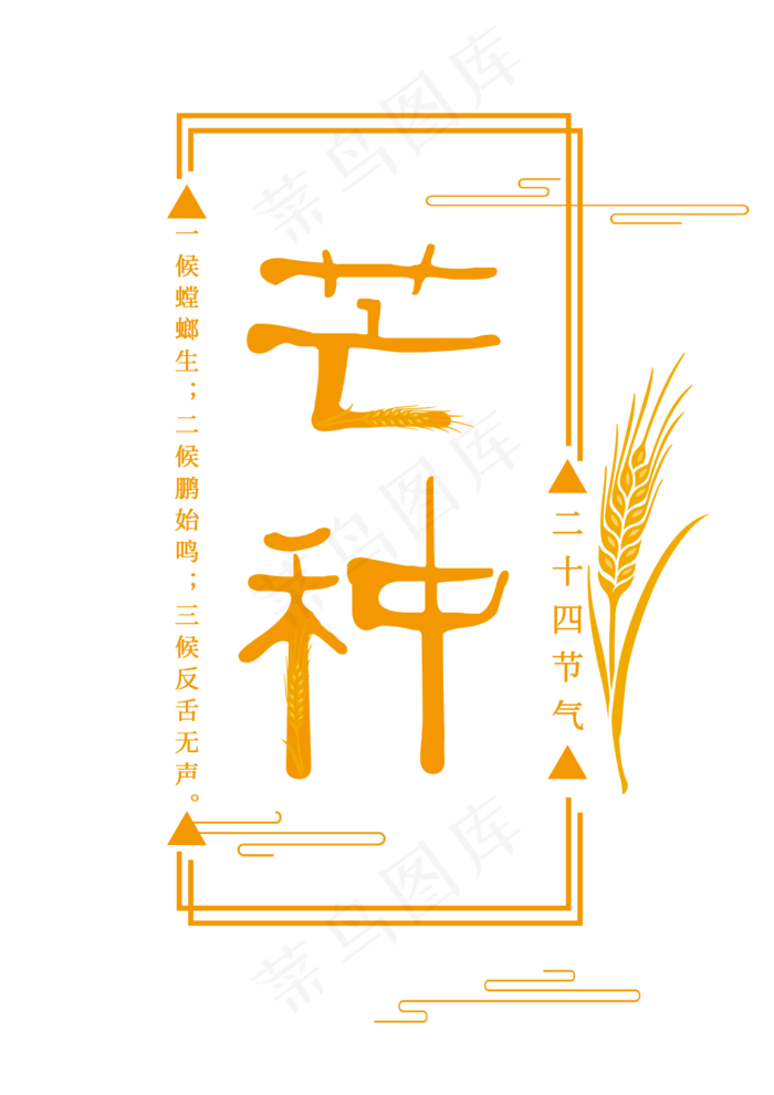 芒种二十四节气金黄色字体(2480X3508(DPI:300))psd模版下载
