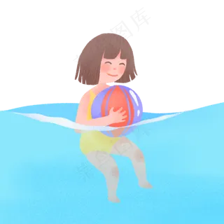 六一儿童节可爱女孩水中玩球
