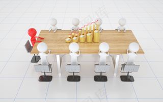 商务小人会议讨论