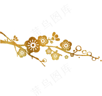 新年大气烫金金粉梅花,免抠元素