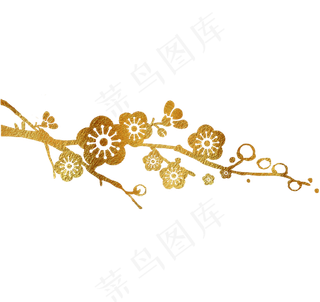 新年大气烫金金粉梅花,免抠元素