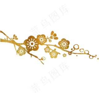 新年大气烫金金粉梅花,免抠元素
