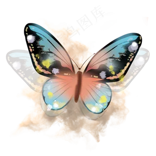 唯美水彩蝴蝶透明,免抠元素
