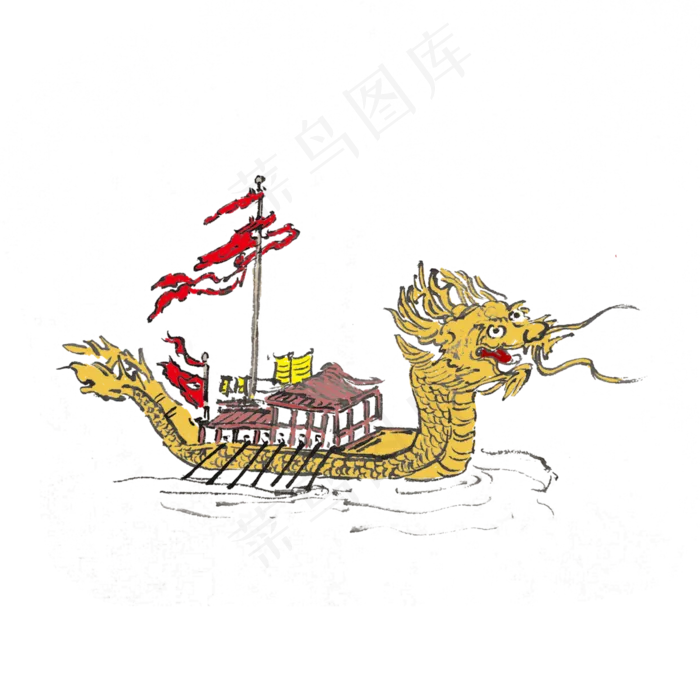 端午节手绘水墨龙舟(4000X4000(DPI:300))psd模版下载