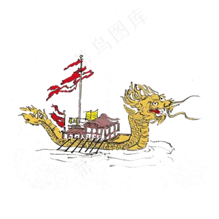 端午节手绘水墨龙舟