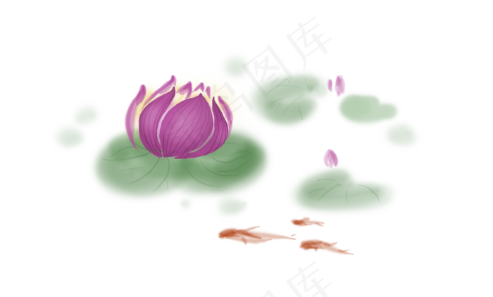 清明节手绘荷塘素材(5455X3285(DPI:300))psd模版下载