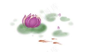 清明节手绘荷塘素材