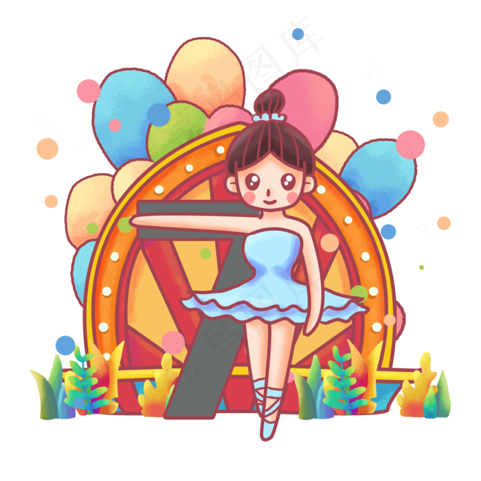 舞蹈舞台数字7设计芭蕾,免抠元素