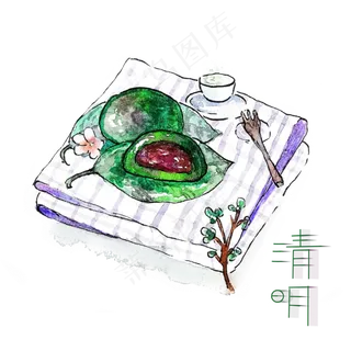青团果子清明节气食物PNG农历