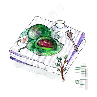 青团果子清明节气食物PNG农历