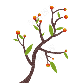 绿色植物红果PNG树