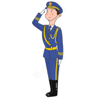 建军节党建军人士兵敬礼可爱卡通