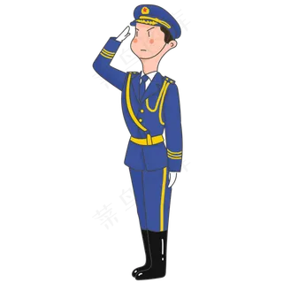 建军节党建军人士兵敬礼可爱卡通