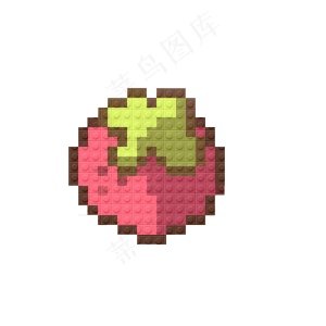 草莓马赛克像素画png