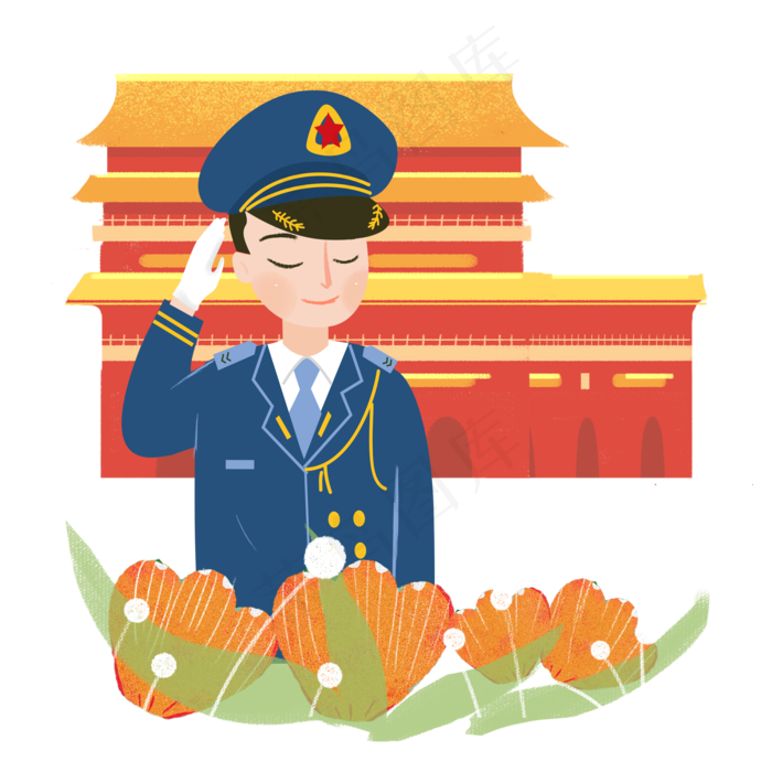 建军节空军军人敬礼png素材(2000X2000(DPI:300))psd模版下载