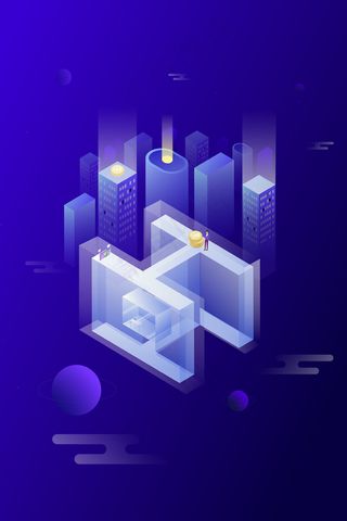 蓝色系2.5D商业办公金融职场插图