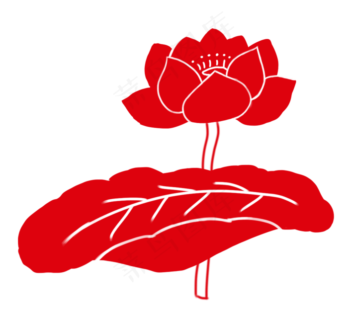 荷花剪纸(2146X2000(DPI:300))psd模版下载