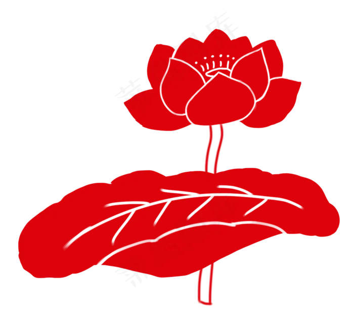 荷花剪纸(2146X2000(DPI:300))psd模版下载