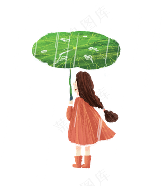 雨水小雨节气下雨,免抠元素