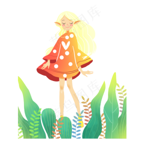 节气夏至花草精灵素材