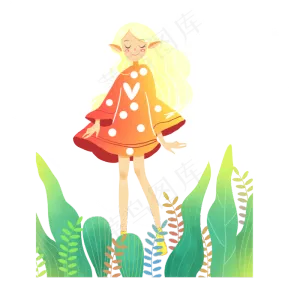 节气夏至花草精灵素材