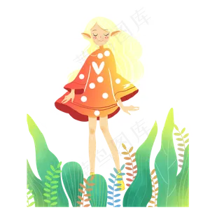 节气夏至花草精灵素材